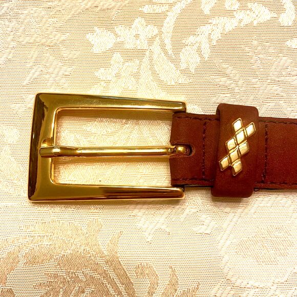 Peter Hahn Skinny Belt Nubuck Leather Suede 95cm 41 x 1 Vtg Italy Germany Brown main image 9